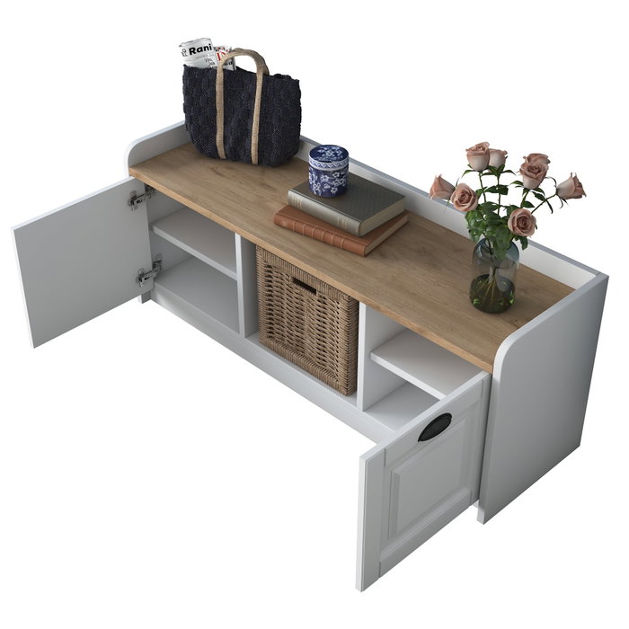 Hanah Home P2 - 1808 Zapatero Blanco y Nogal 120x45x40 cm